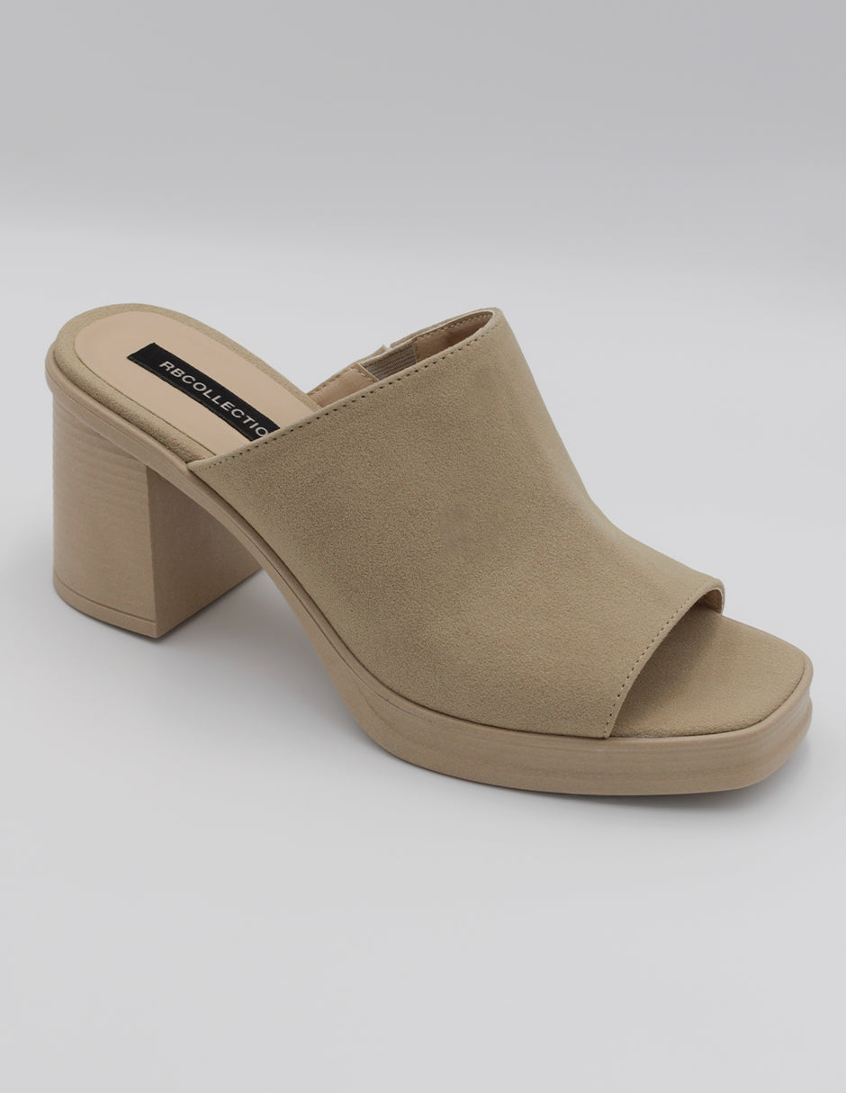 Sandalia con tacón Exterior Piel vegana Color Beige  Para Mujer De RBCOLLECTION