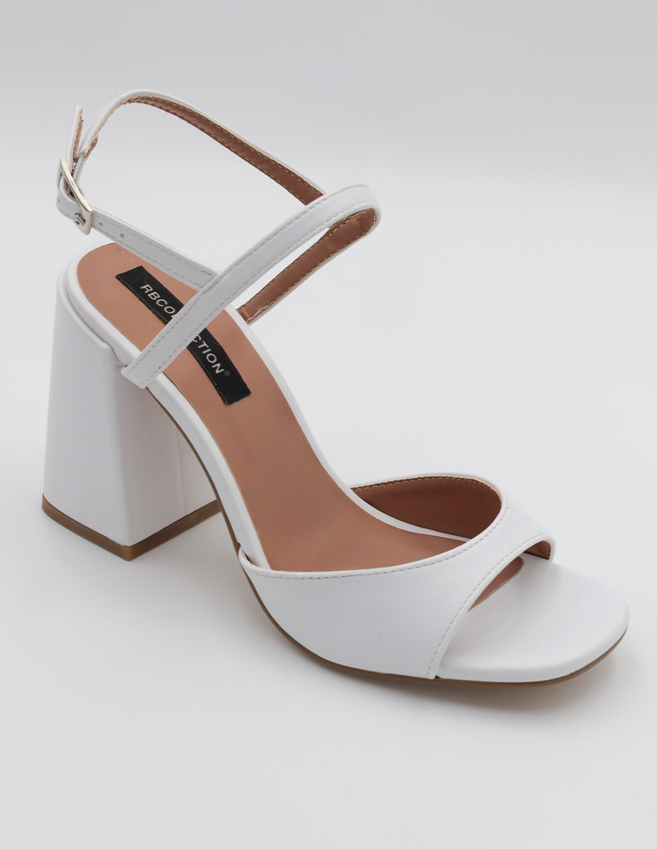 Sandalia con tacón Exterior Piel vegana Color Blanco Para Mujer De RBCOLLECTION