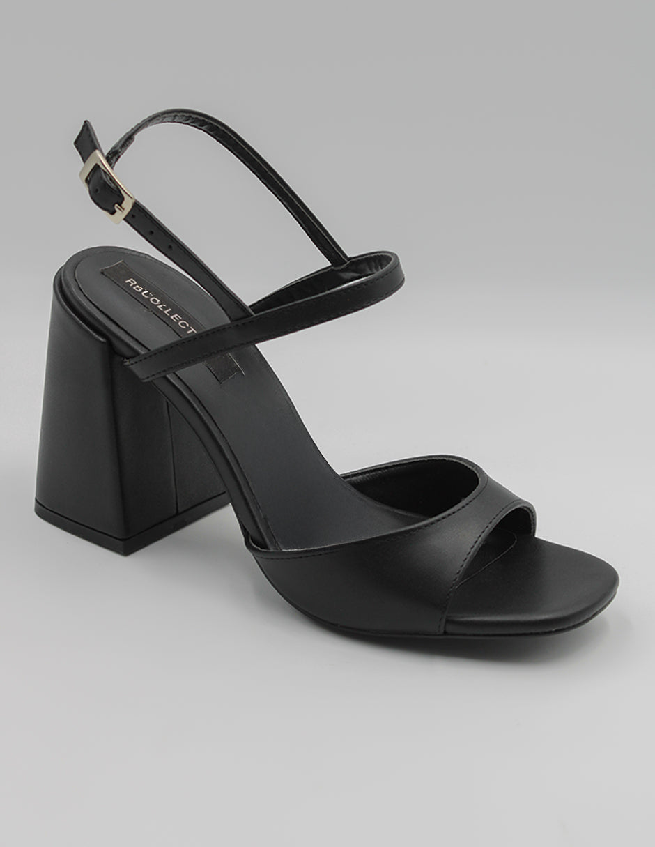 Sandalia con tacón Exterior Piel vegana Color Negro Para Mujer De RBCOLLECTION