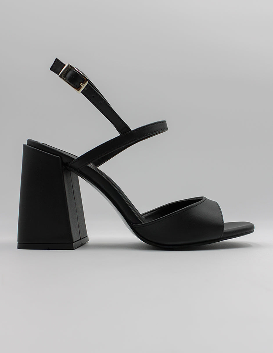 Sandalia con tacón Dana en Piel vegana – Negro