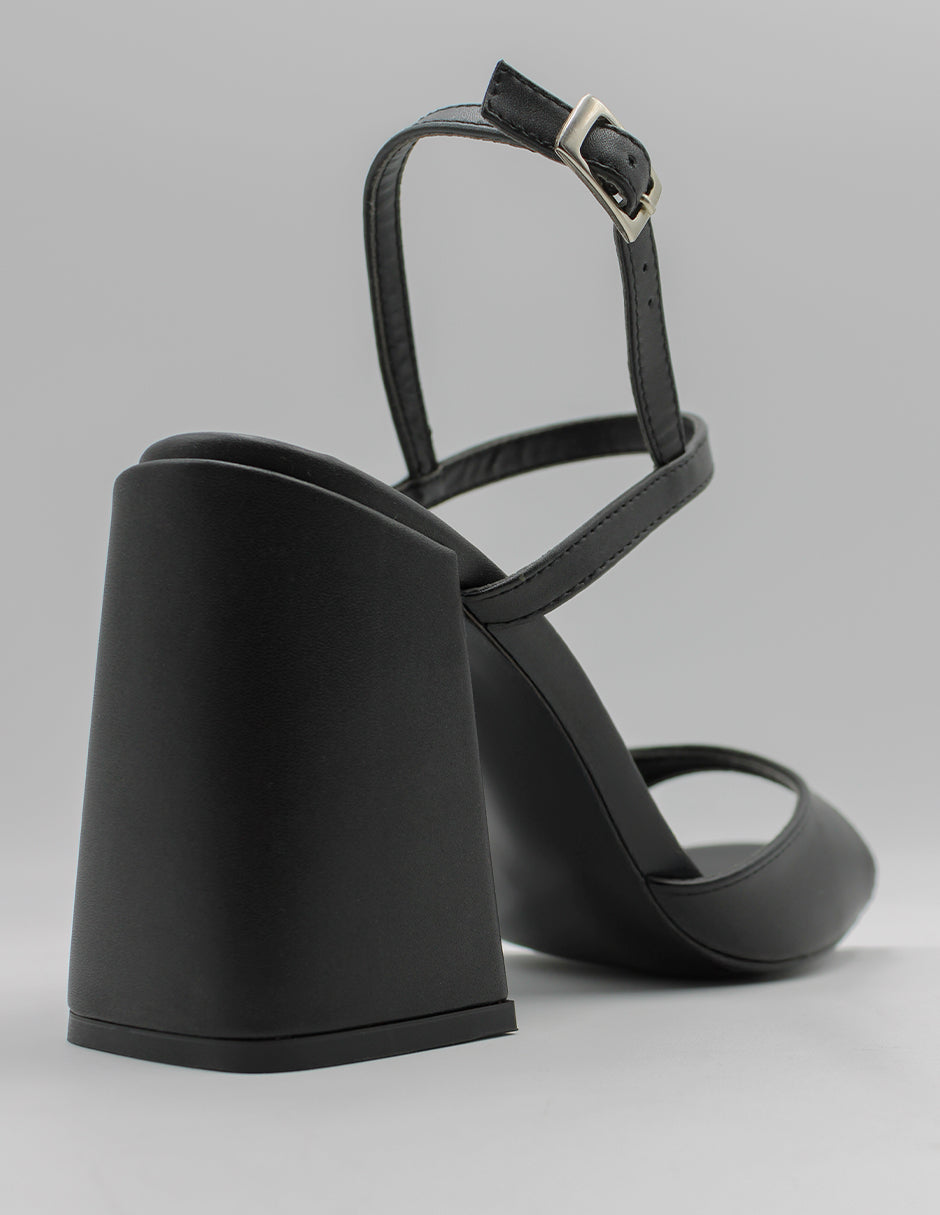 Sandalia con tacón Dana en Piel vegana – Negro