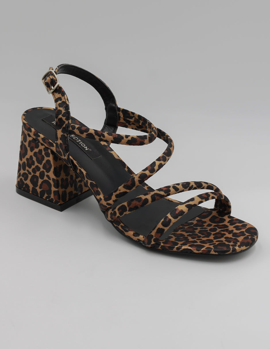 Sandalia con tacón Exterior Textil Color Café Para Mujer De RBCOLLECTION