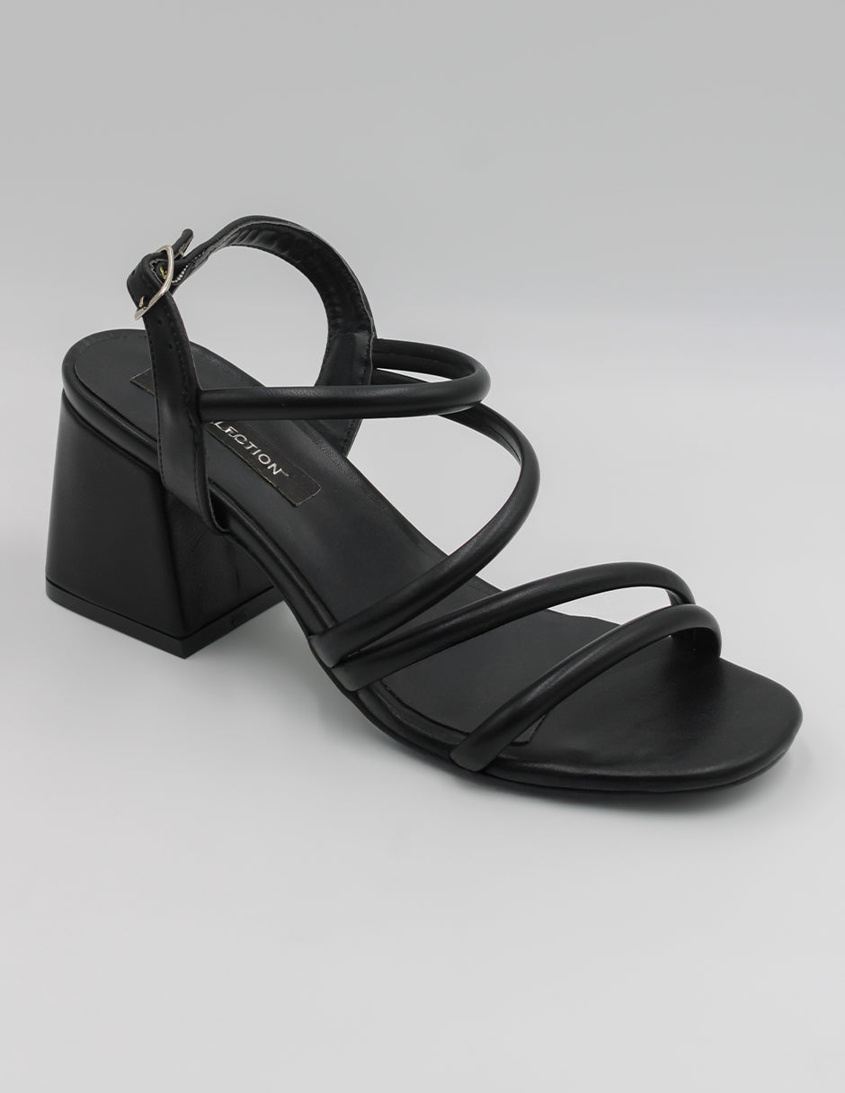 Sandalia con tacón Exterior Piel vegana Color Negro Para Mujer De RBCOLLECTION