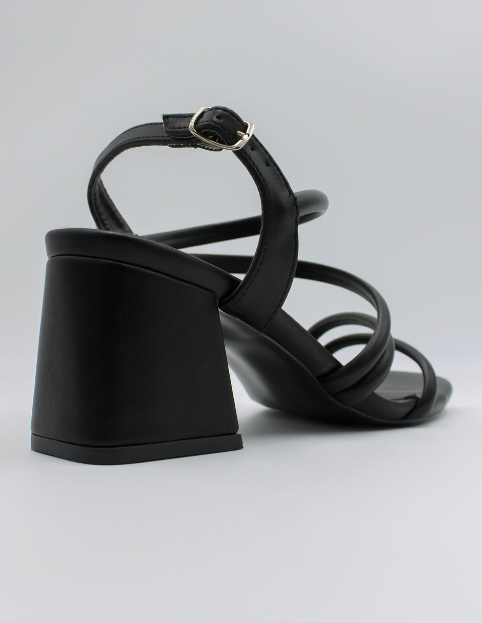 Sandalia con tacón Beeny en Piel vegana – Negro