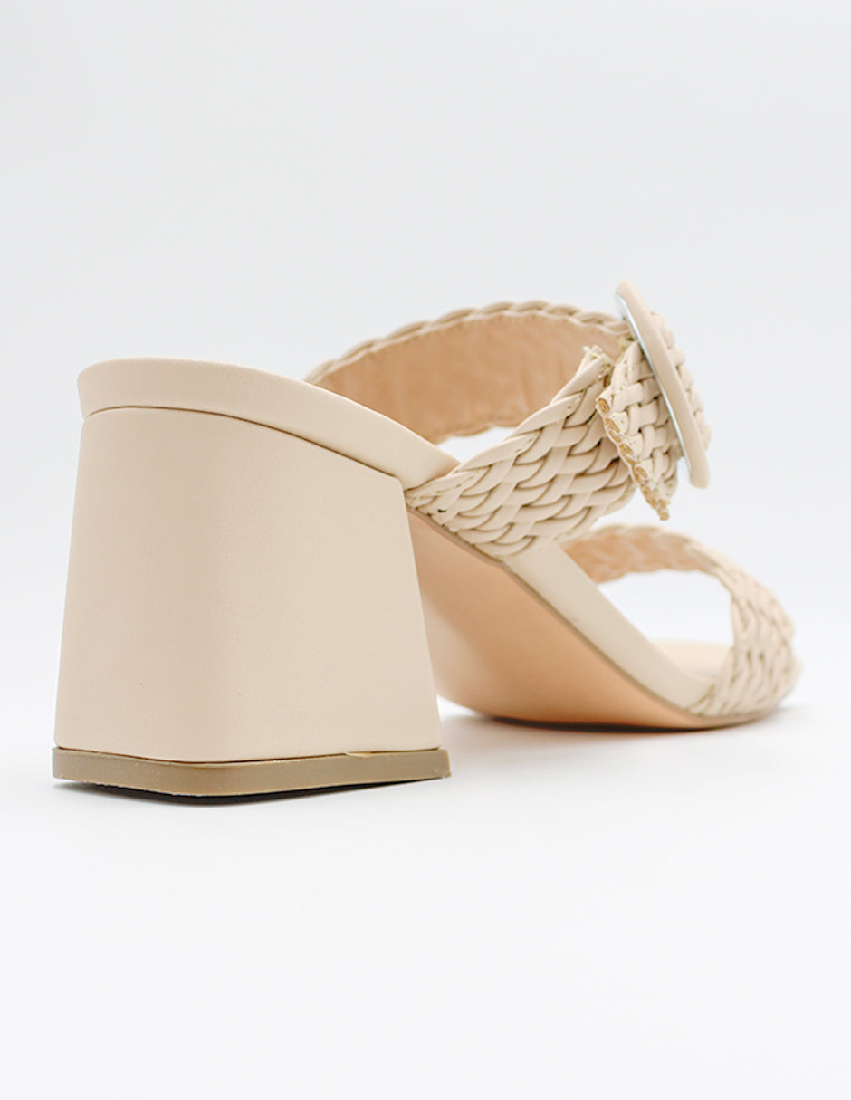 Sandalia con tacón Cloud steps en Piel vegana – Beige