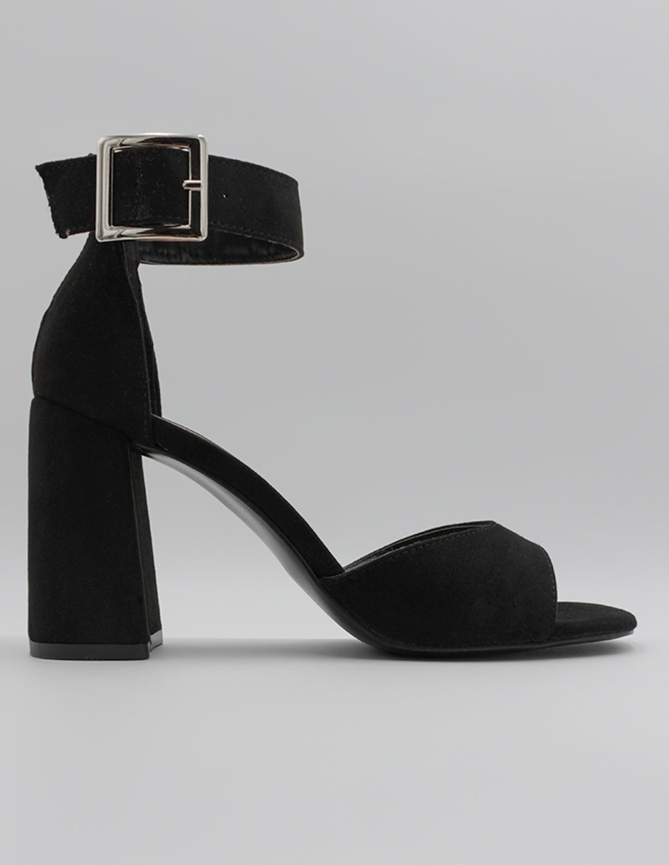 Sandalia con tacón Lady en Gamuza – Negro