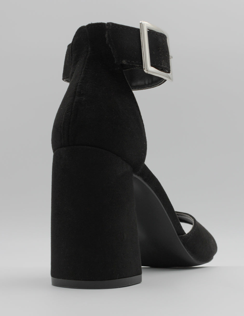 Sandalia con tacón Lady en Gamuza – Negro