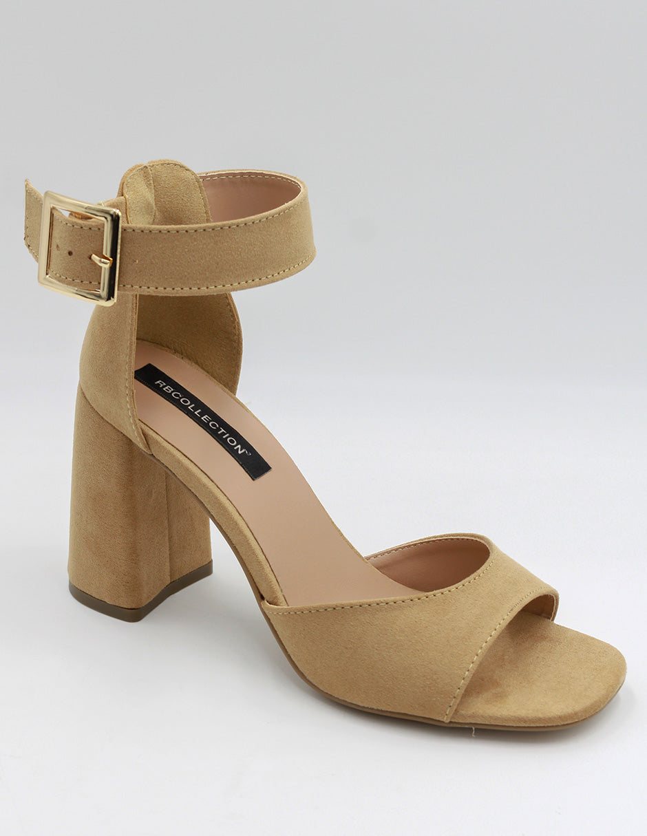 Sandalia con tacón Exterior Gamuza sintética Color Café Para Mujer De RBCOLLECTION
