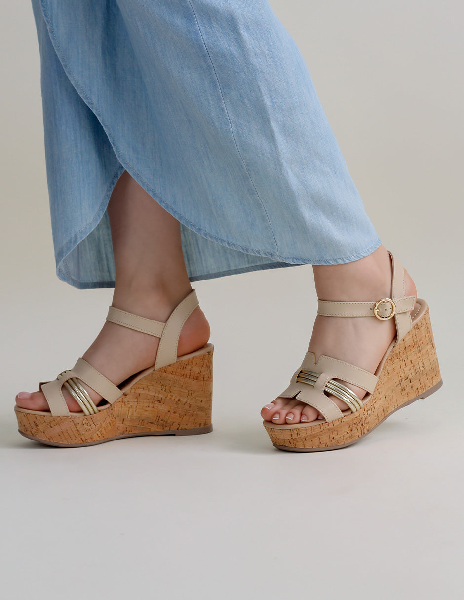 Sandalias con plataforma Daril en Piel vegana – Beige