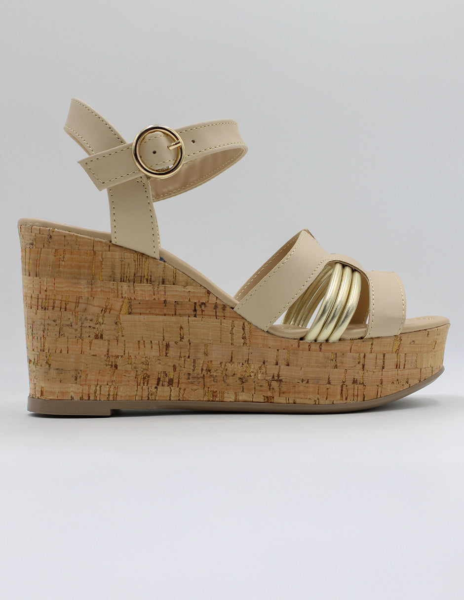 Sandalias con plataforma Daril en Piel vegana – Beige
