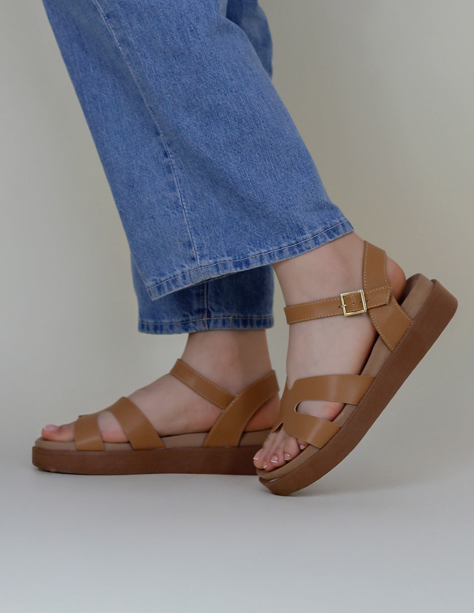 Sandalias con plataforma Cloud steps en Piel vegana – Café