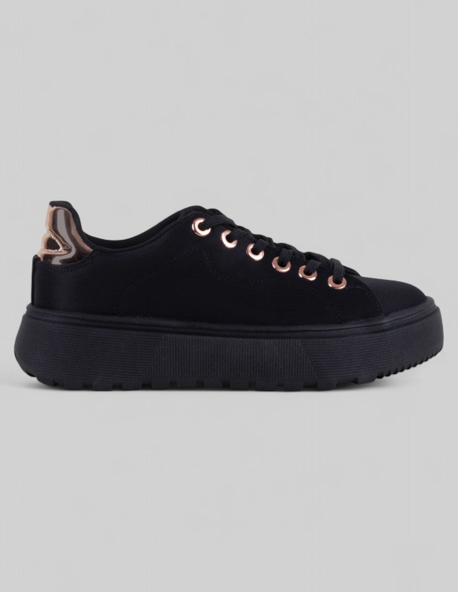 Tenis con cordones  Xoxo en Textil – Negro