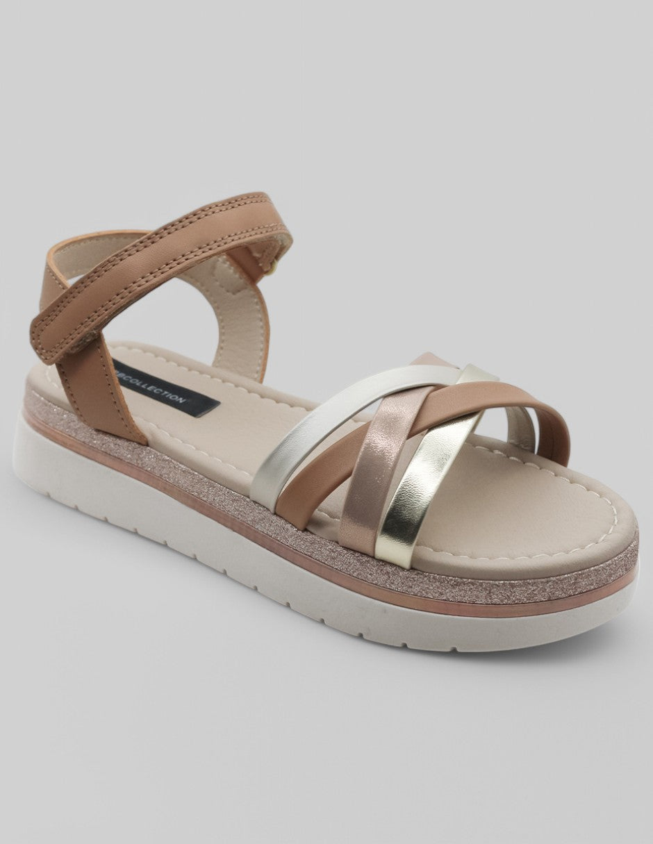 Sandalias Exterior Piel vegana Color Camel Para Niña De RBCOLLECTION