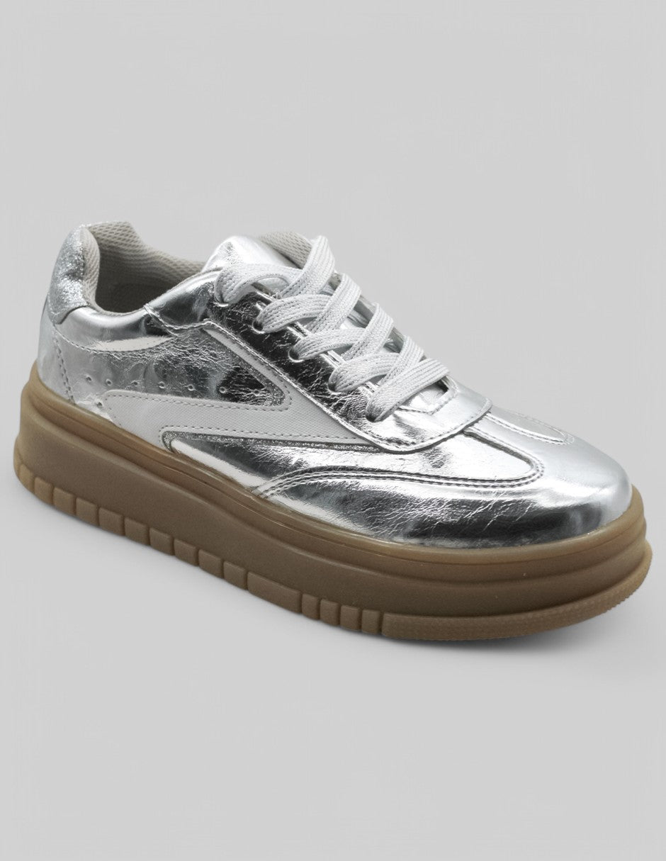 Tenis Exterior Sintético Color Plata Para Niña De RBCOLLECTION