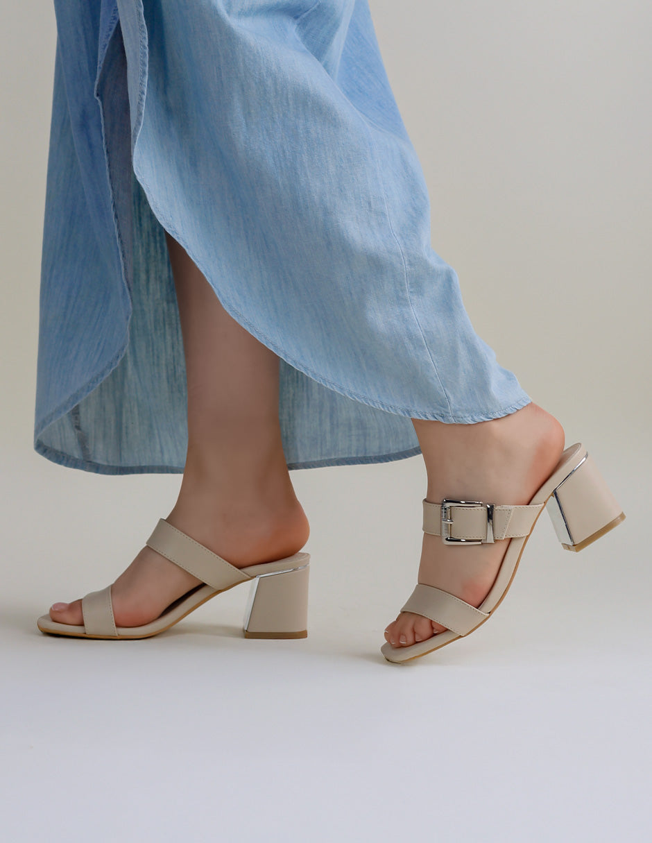 Sandalia con tacón Sprint en Piel vegana – Blanco