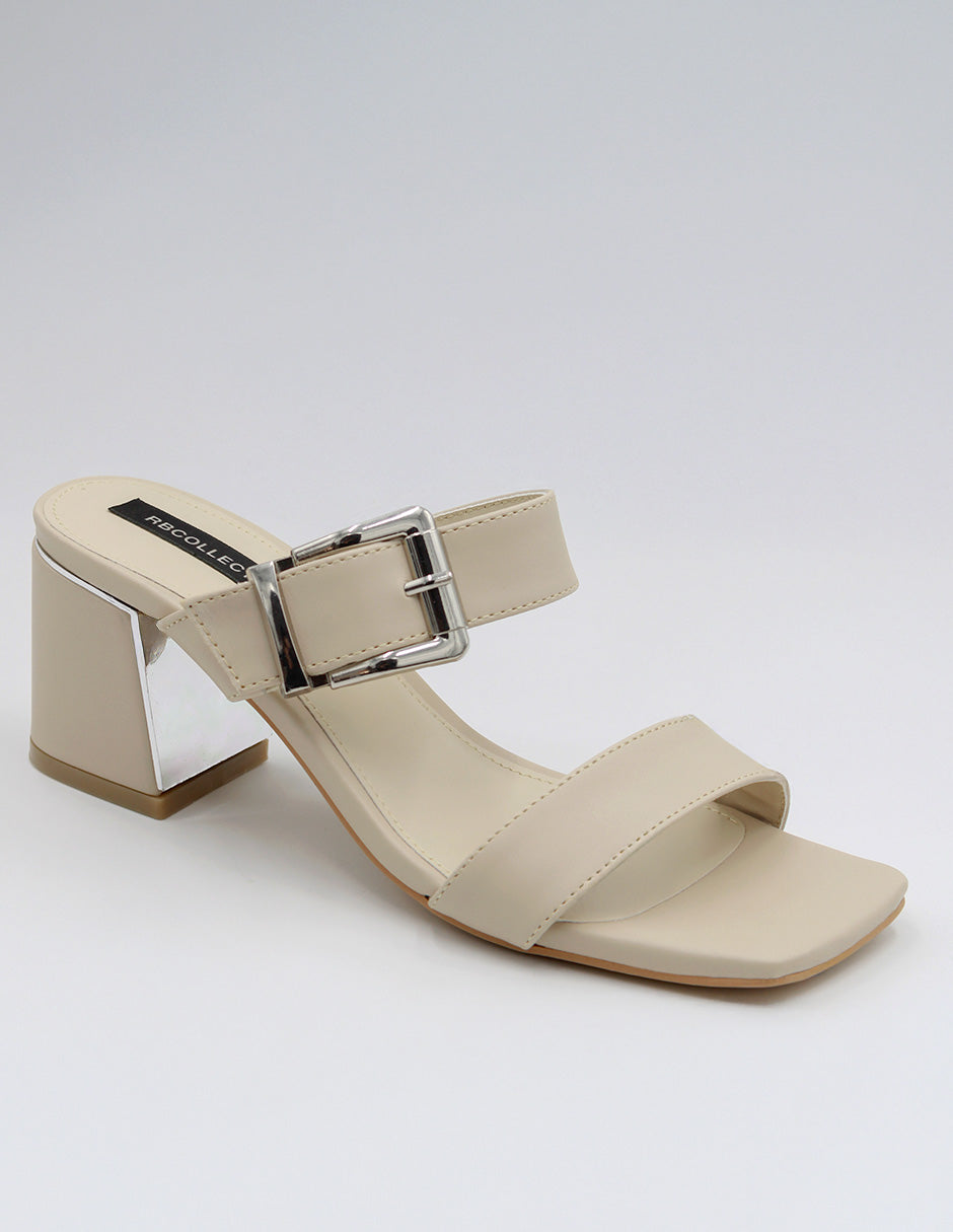 Sandalia con tacón Exterior Piel vegana Color Late Para Mujer De RBCOLLECTION