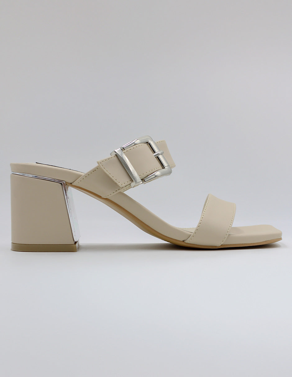 Sandalia con tacón Sprint en Piel vegana – Blanco