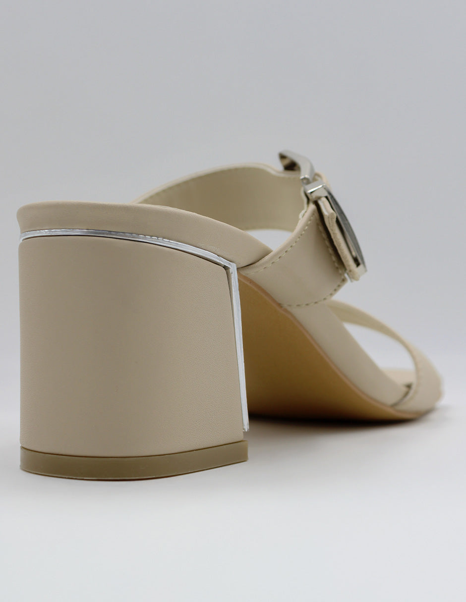 Sandalia con tacón Sprint en Piel vegana – Blanco