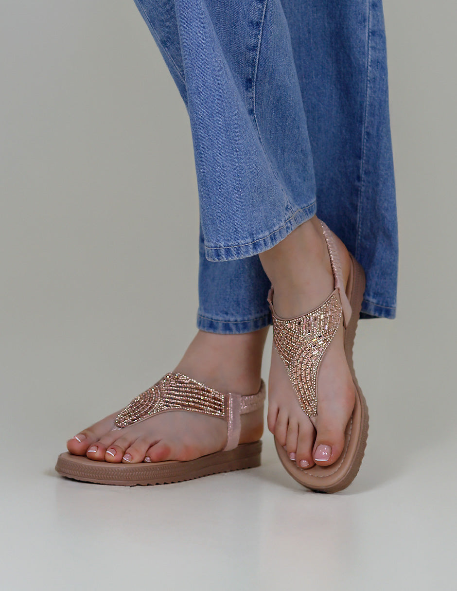 Sandalias de piso Walky en Textil – Dorado