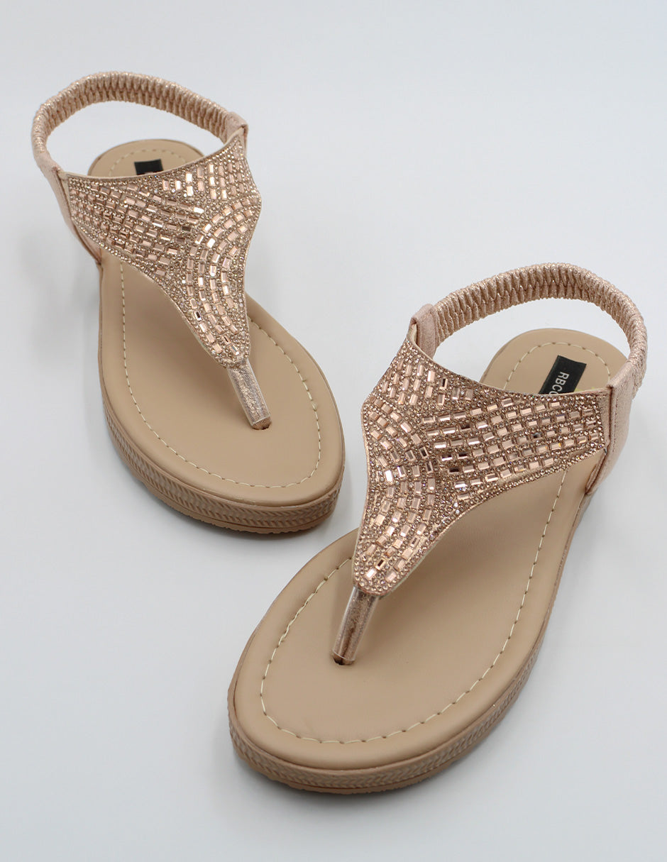 Sandalias de piso Walky en Textil – Dorado
