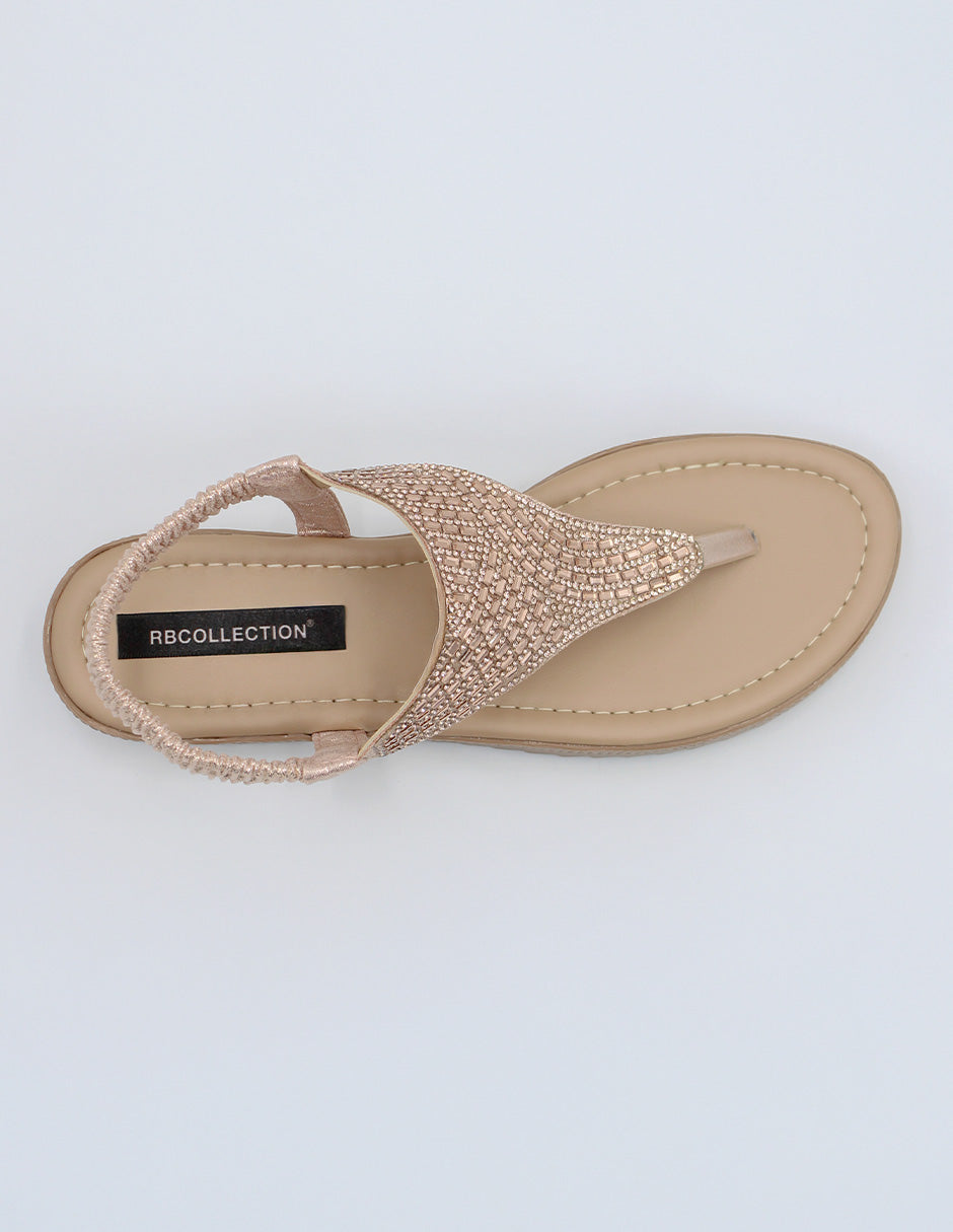 Sandalias de piso Walky en Textil – Dorado
