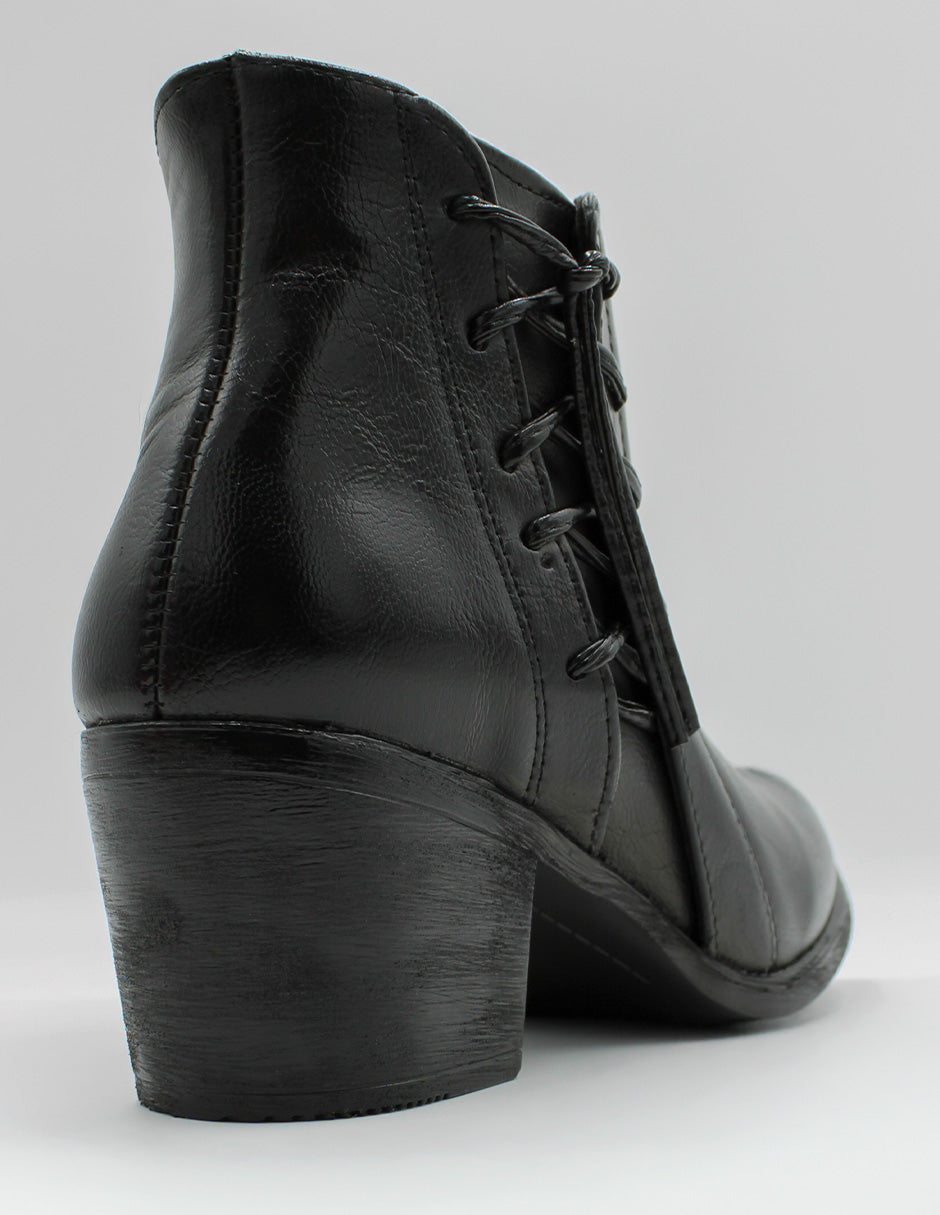 Botín con tacón Hand made en Piel vegana – Negro