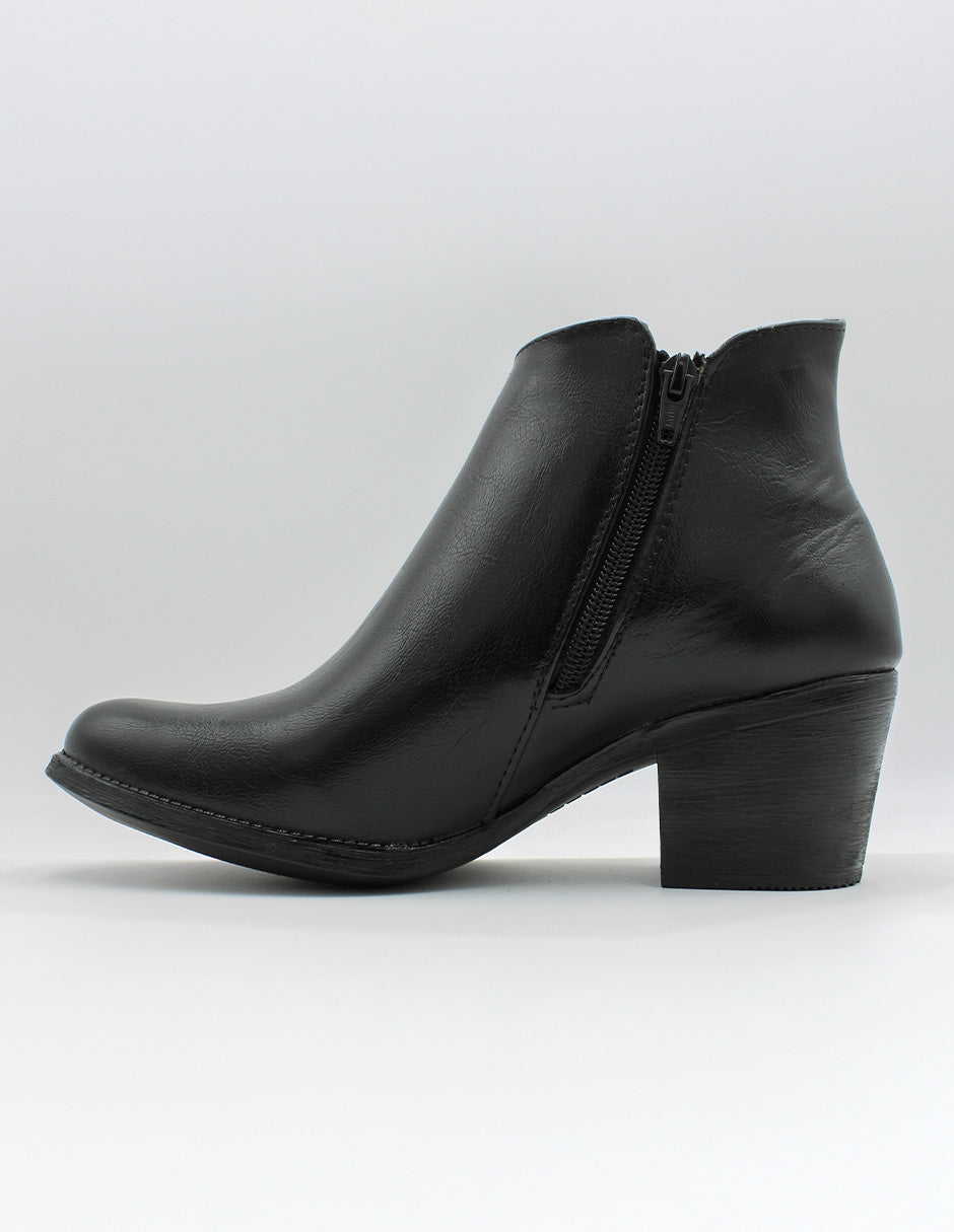Botín con tacón Hand made en Piel vegana – Negro