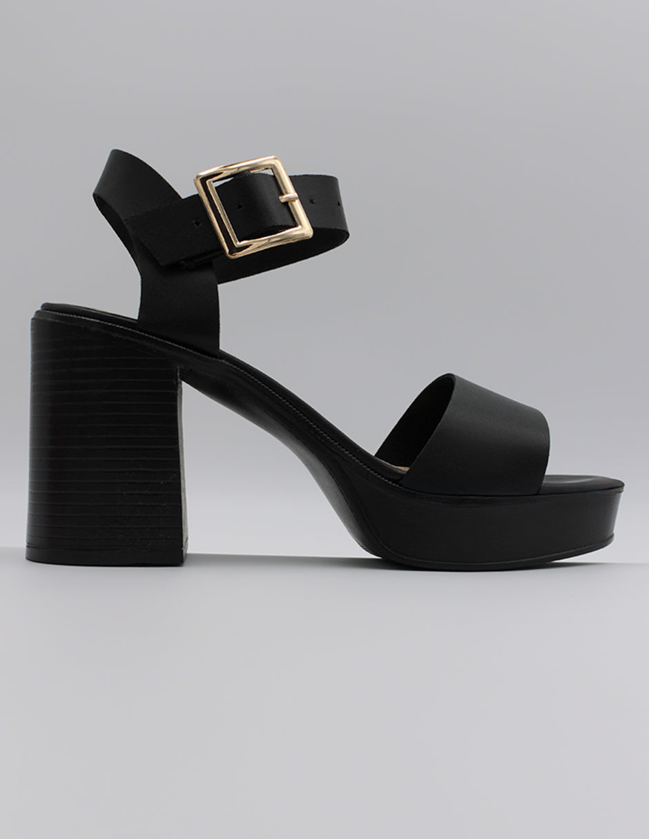 Sandalia con tacón Daily en Piel vegana – Negro