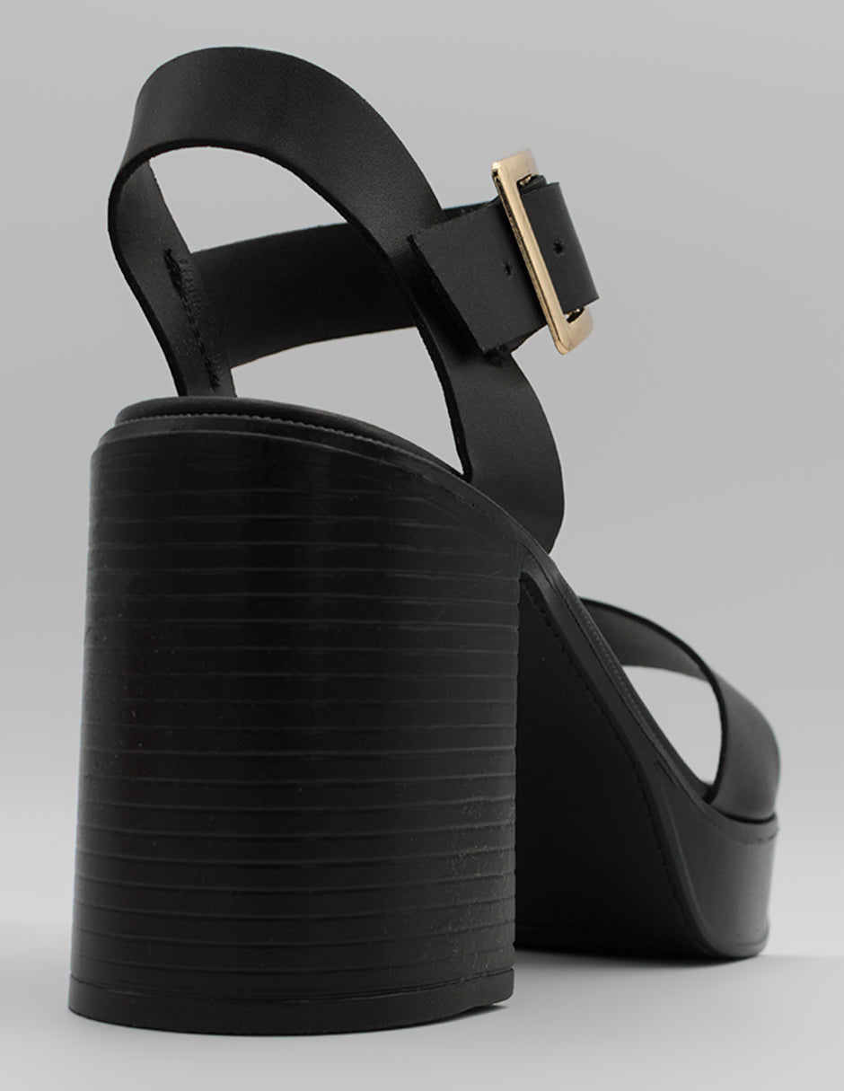 Sandalia con tacón Daily en Piel vegana – Negro