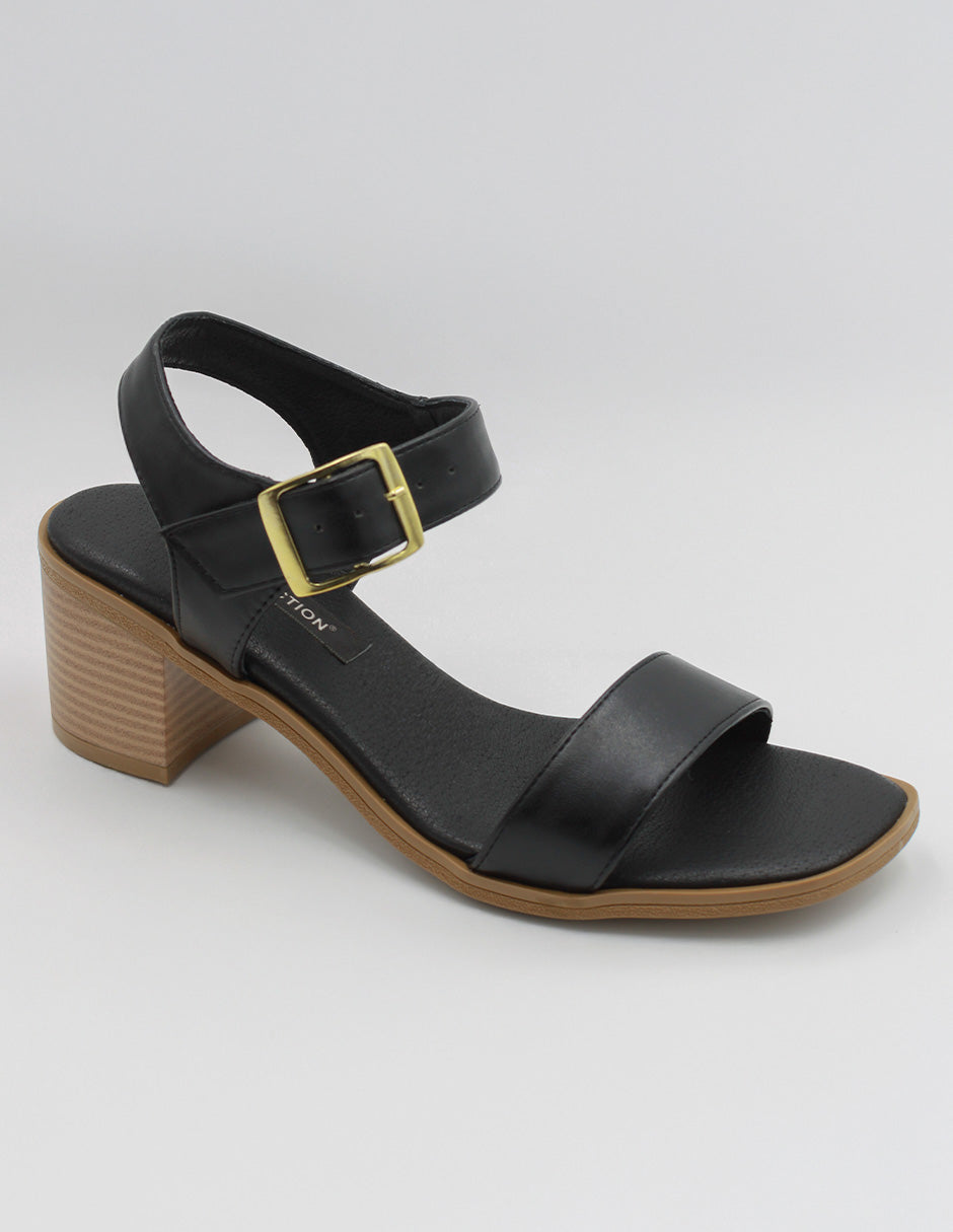 Sandalia con tacón Exterior Piel vegana Color Negro Para Mujer De RBCOLLECTION