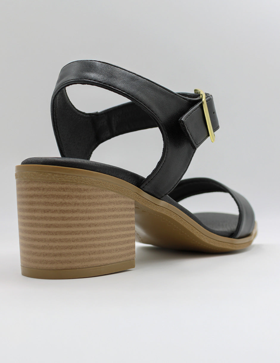 Sandalia con tacón Lady en Piel vegana – Negro