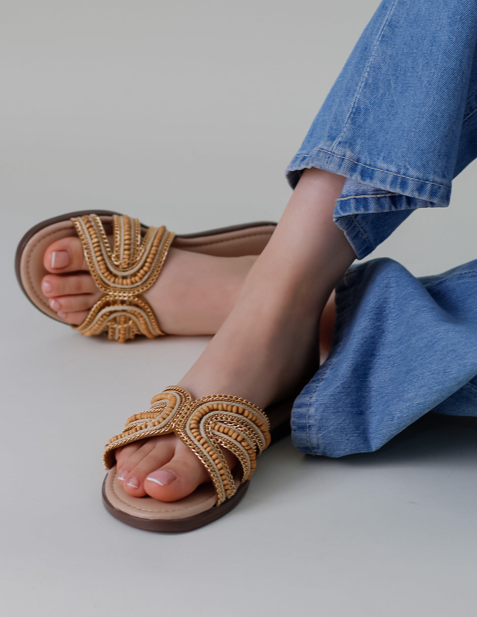 Sandalias de piso Ave en Textil – Beige