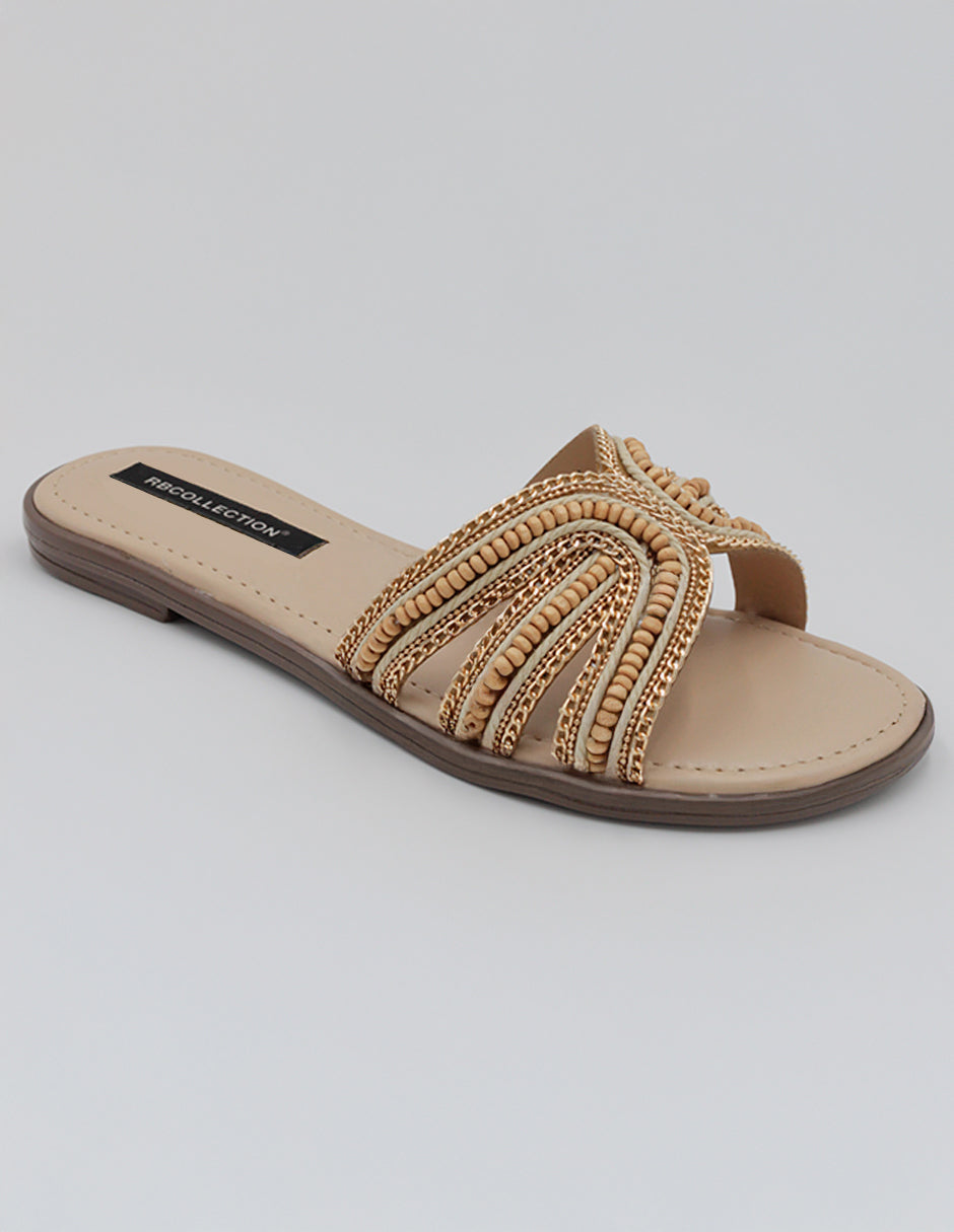 Sandalias de piso Exterior Textil Color Beige  Para Mujer De RBCOLLECTION