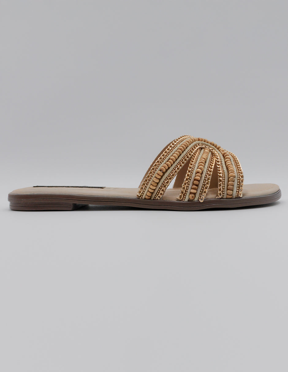 Sandalias de piso Ave en Textil – Beige