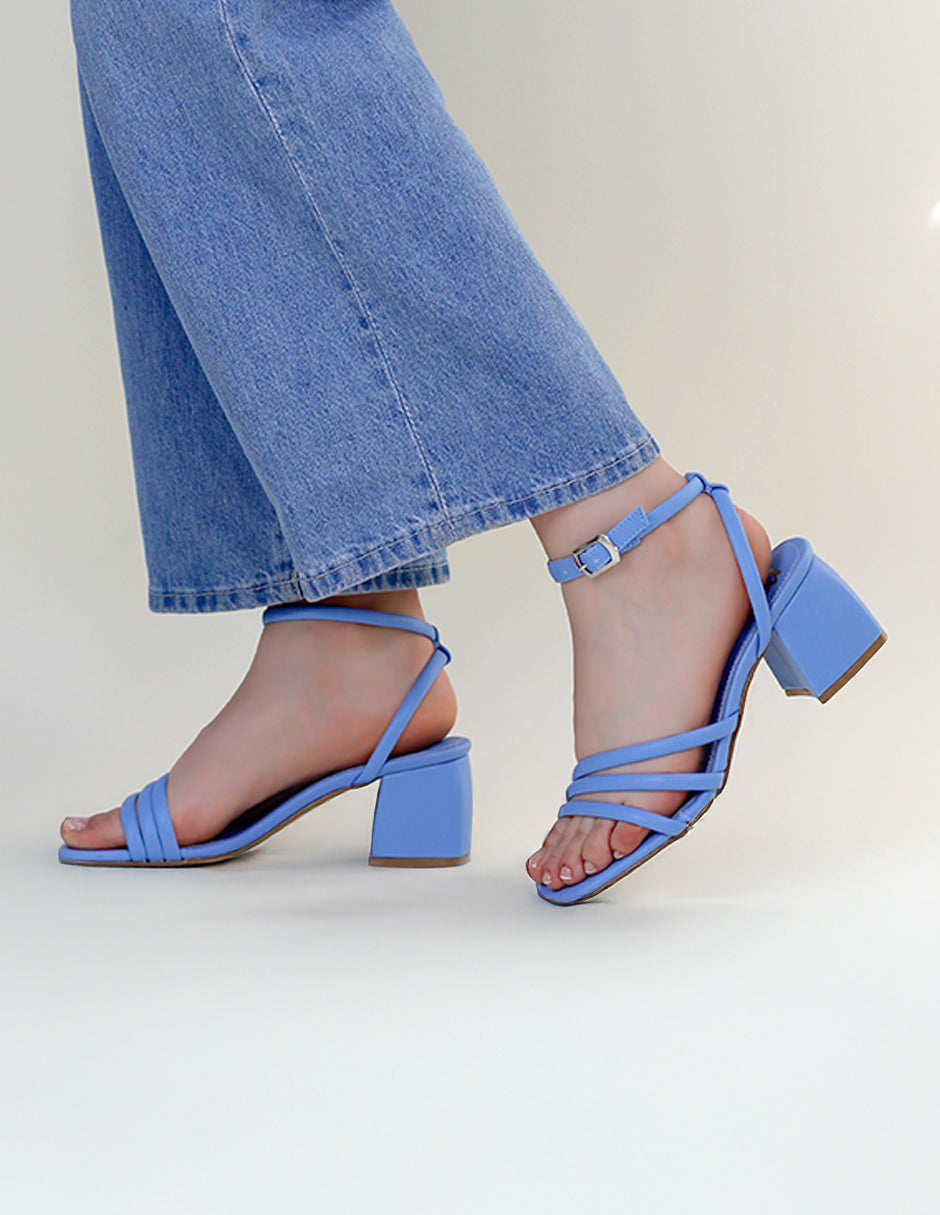 Sandalia con tacón Beeny en Piel vegana – Azul