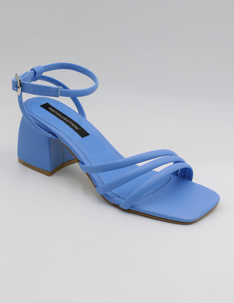 Sandalia con tacón Exterior Piel vegana Color Azul Para Mujer De RBCOLLECTION