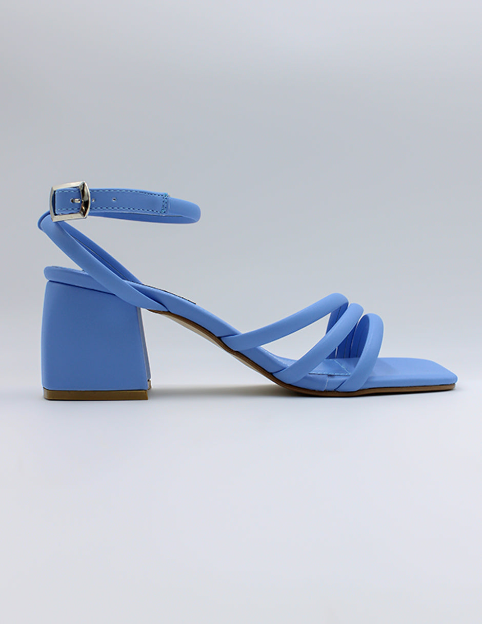 Sandalia con tacón Beeny en Piel vegana – Azul