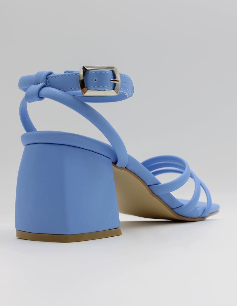 Sandalia con tacón Beeny en Piel vegana – Azul