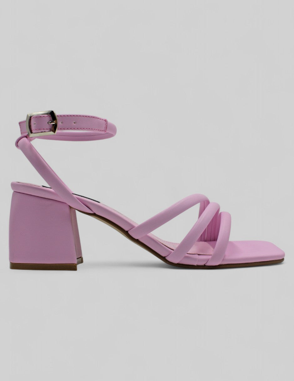 Sandalia con tacón Stela Sintético - Rosa