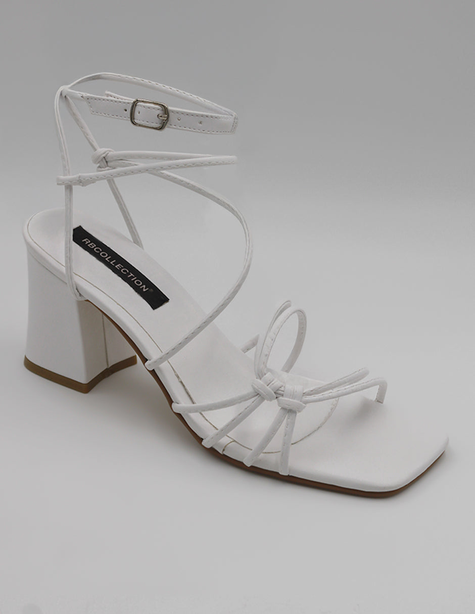 Sandalia con tacón Exterior Piel vegana Color Blanco Para Mujer De RBCOLLECTION