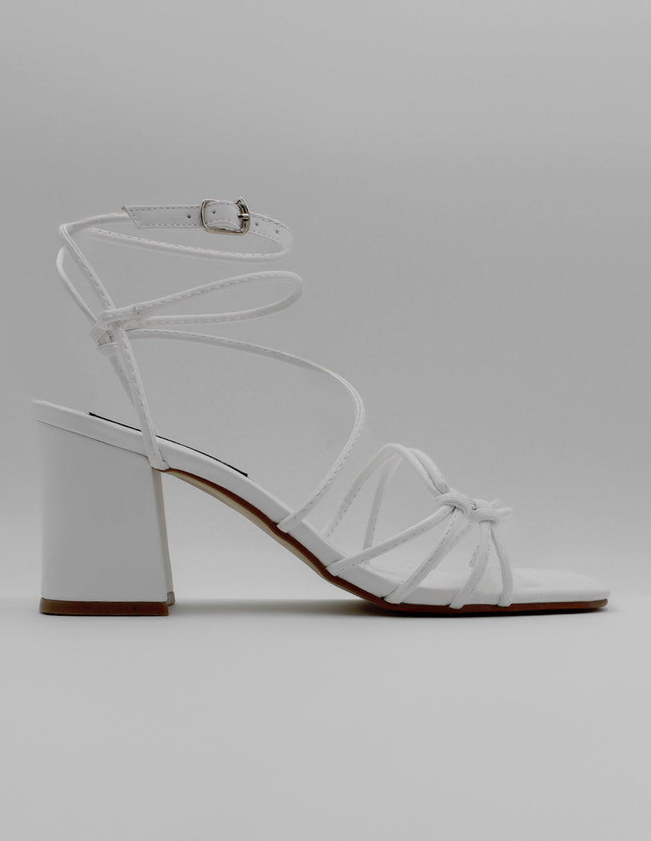 Sandalia con tacón Stela en Piel vegana – Blanco