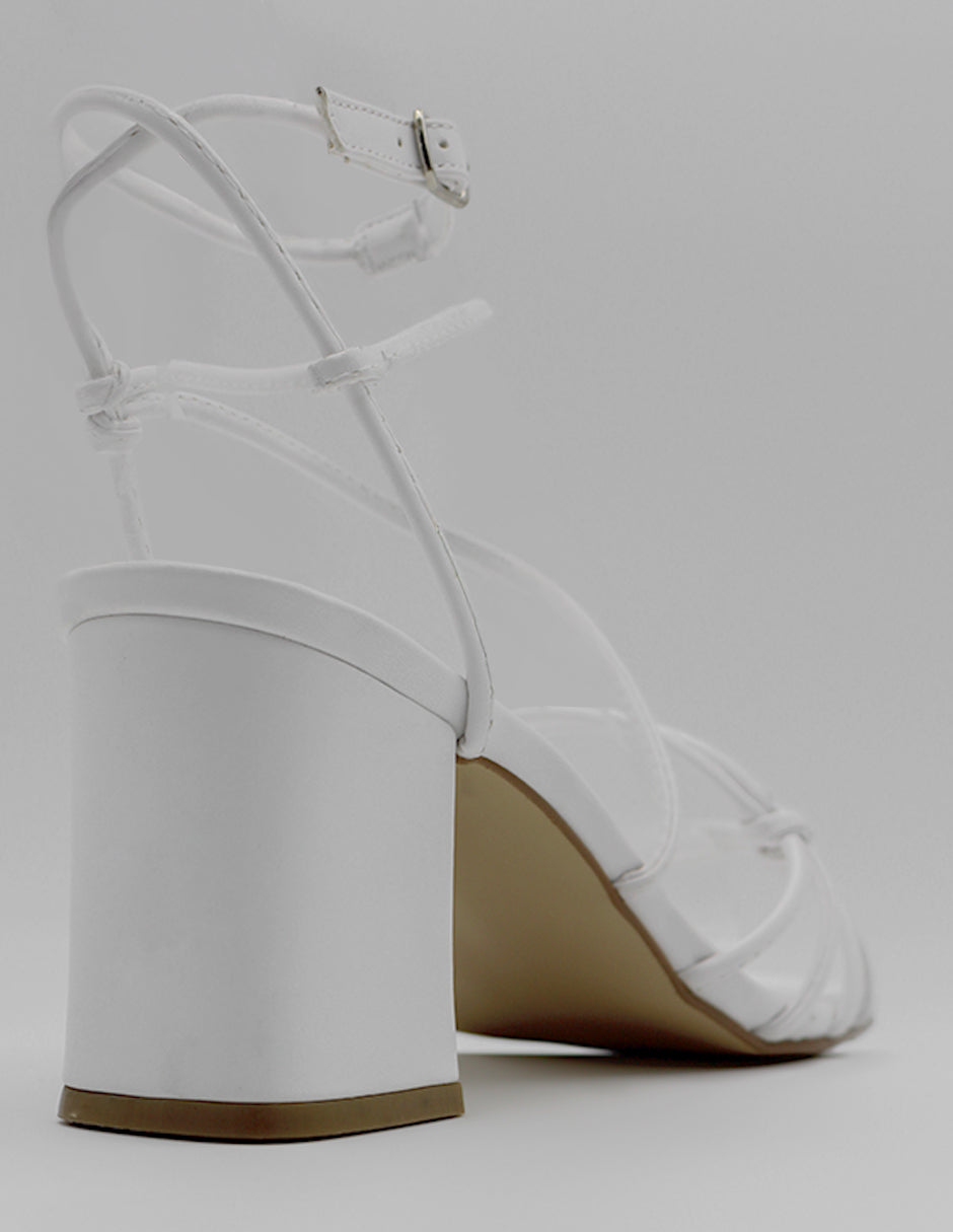 Sandalia con tacón Stela en Piel vegana – Blanco