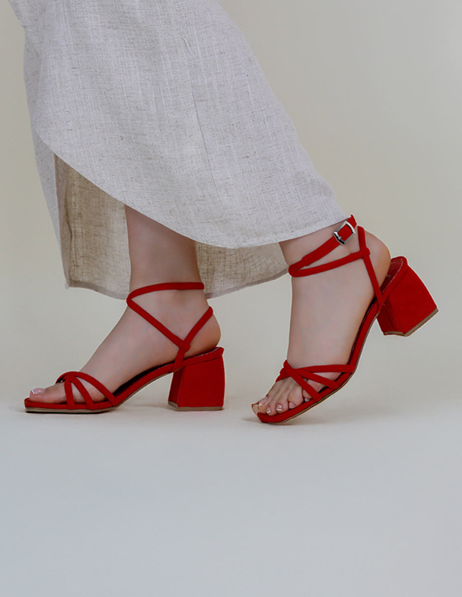 Sandalia con tacón Stela en Gamuza – Rojo