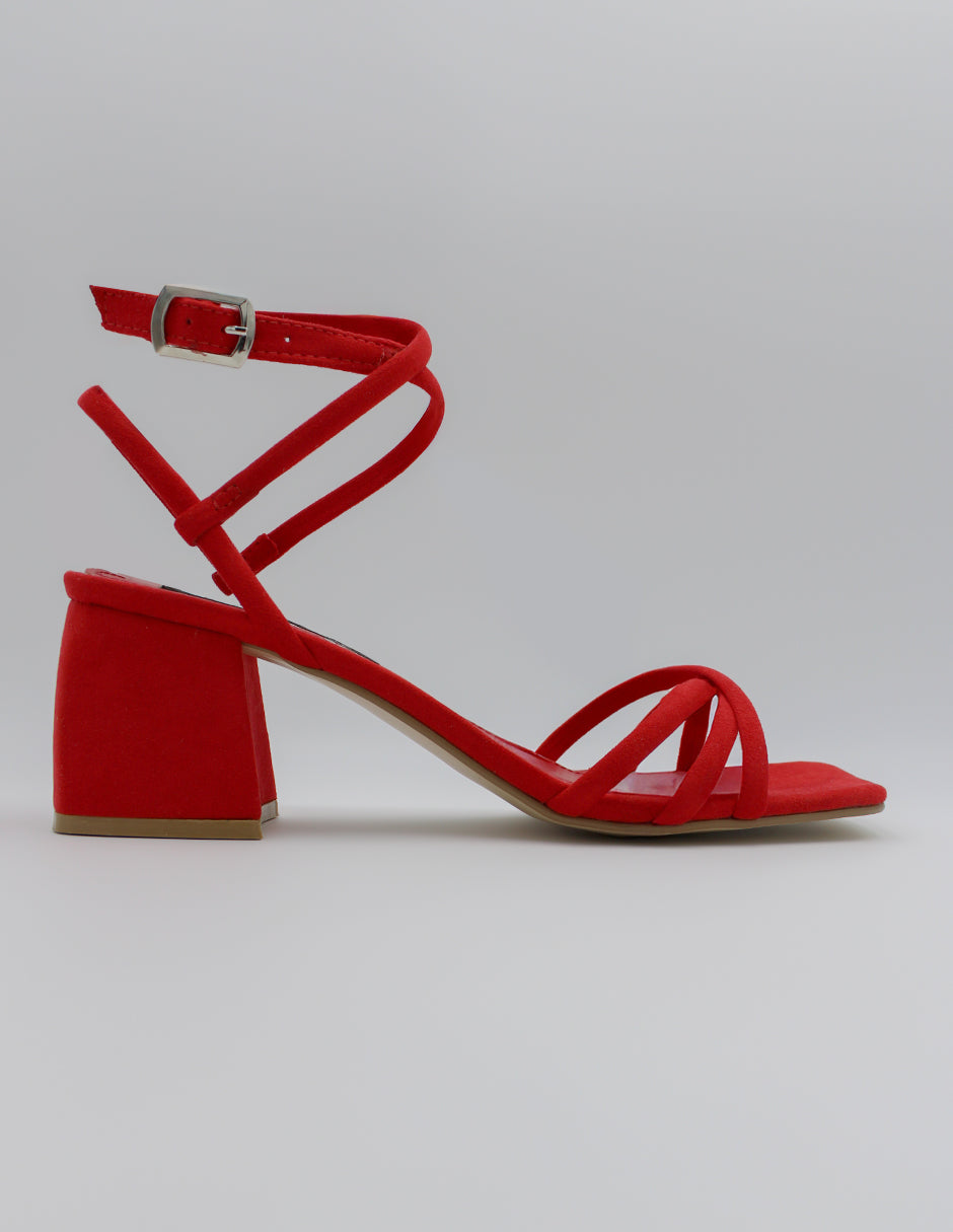 Sandalia con tacón Stela en Gamuza – Rojo
