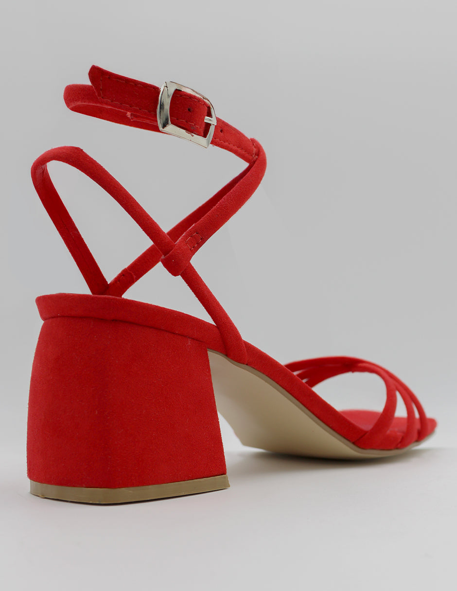 Sandalia con tacón Stela en Gamuza – Rojo