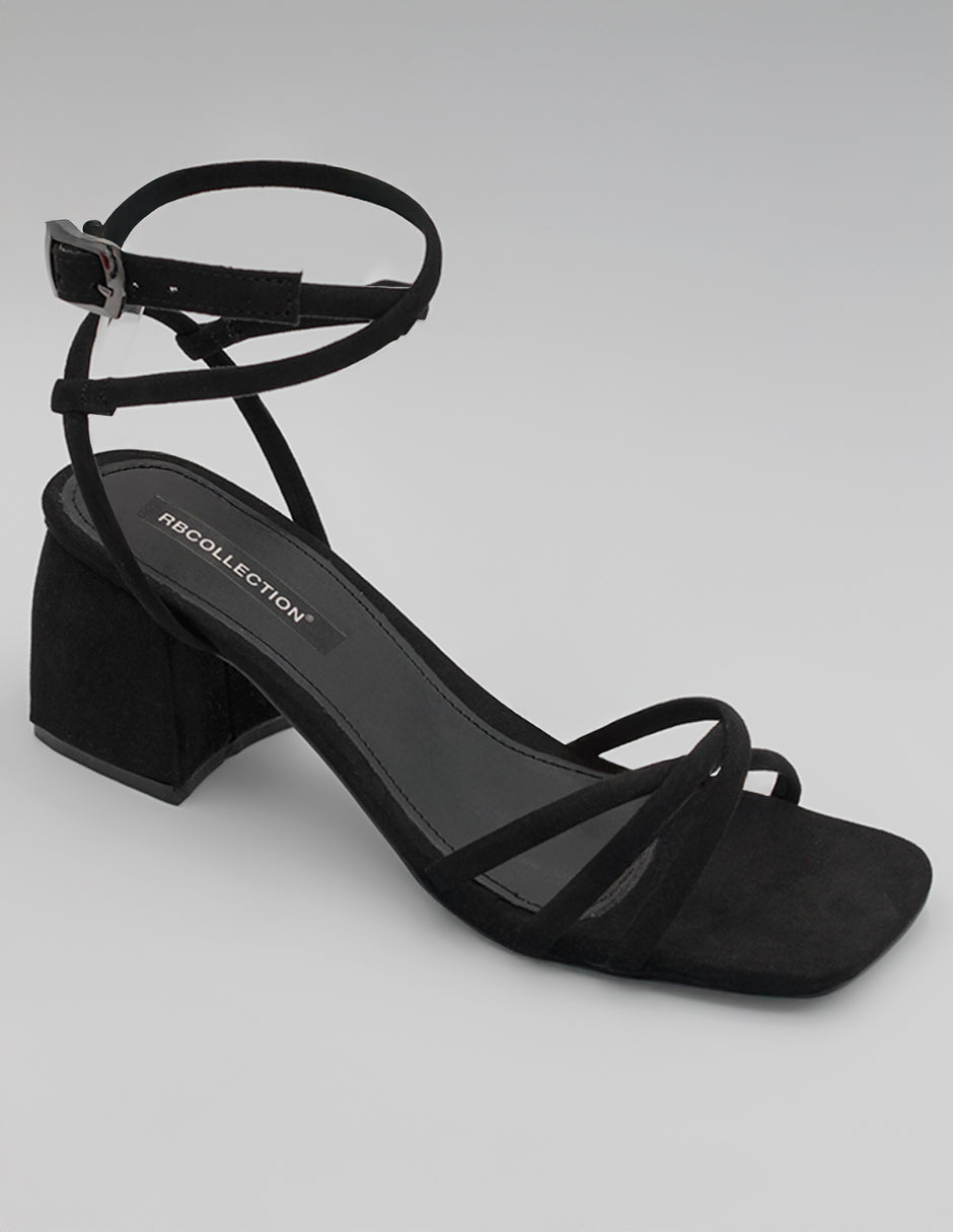 Sandalia con tacón Exterior Textil Color Negro Para Mujer De RBCOLLECTION