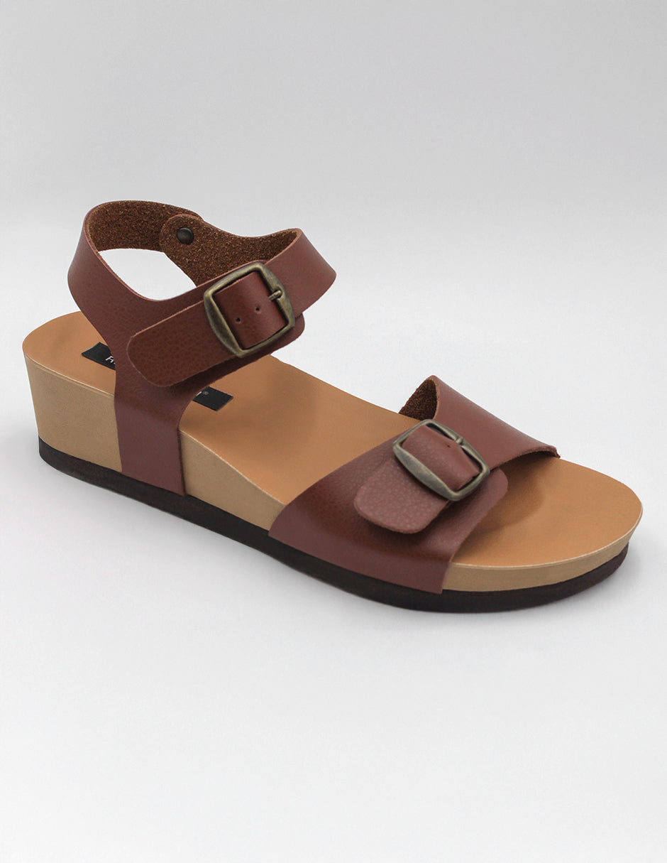 Sandalias con plataforma Yuri en Piel vegana – Café