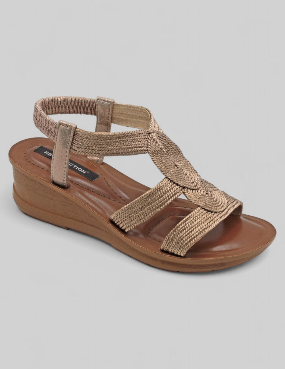 Sandalias con plataforma Exterior Textil Color Oro Para Mujer De RBCOLLECTION