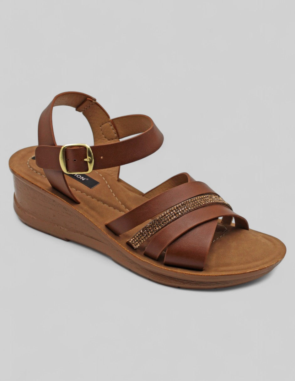 Sandalias con plataforma Exterior Piel vegana Color Café Para Mujer De RBCOLLECTION