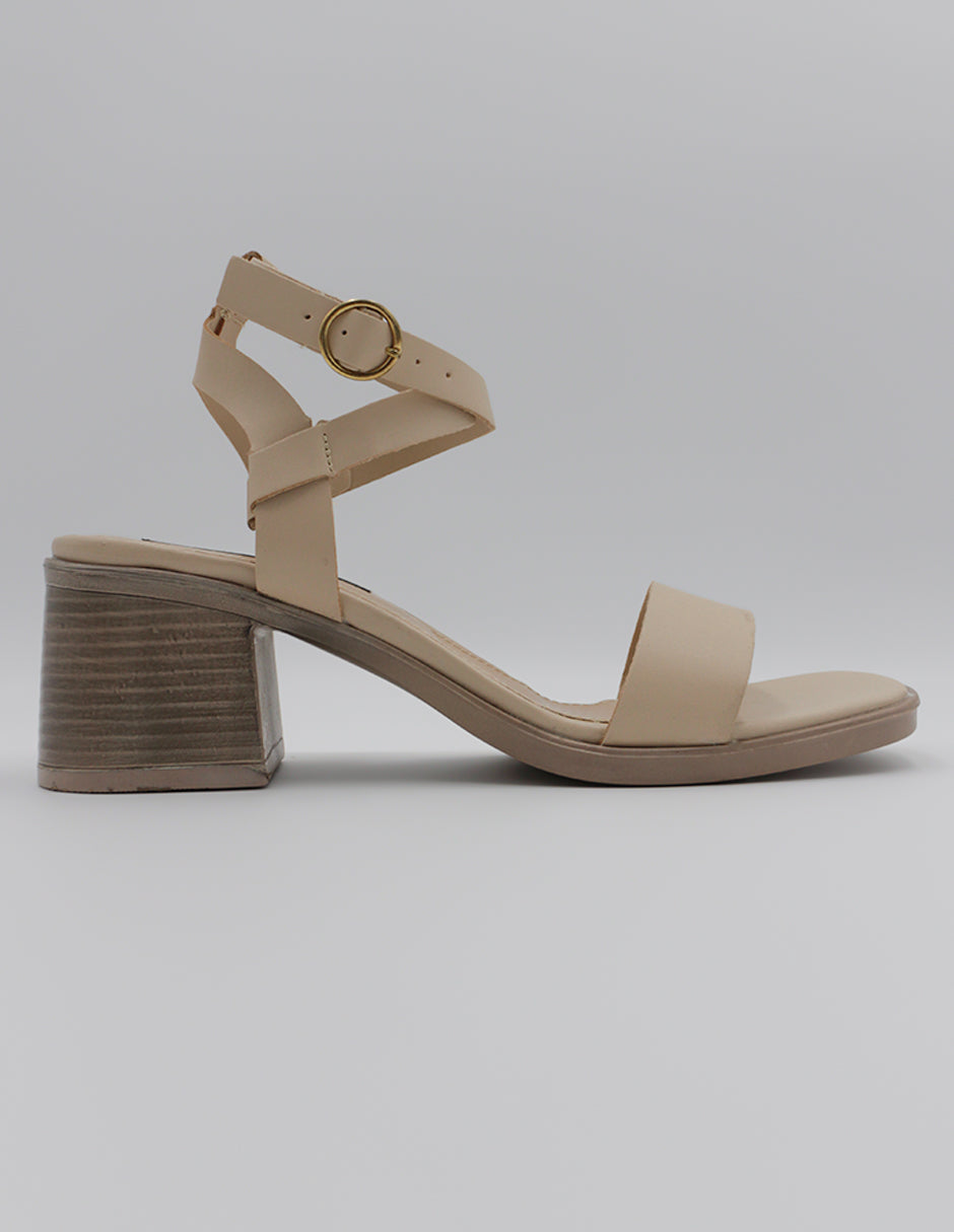 Sandalia con tacón Beeny en Piel vegana – Beige
